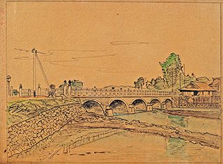 高橋由一『山形県景観画集』（1884年）より《常盤橋》